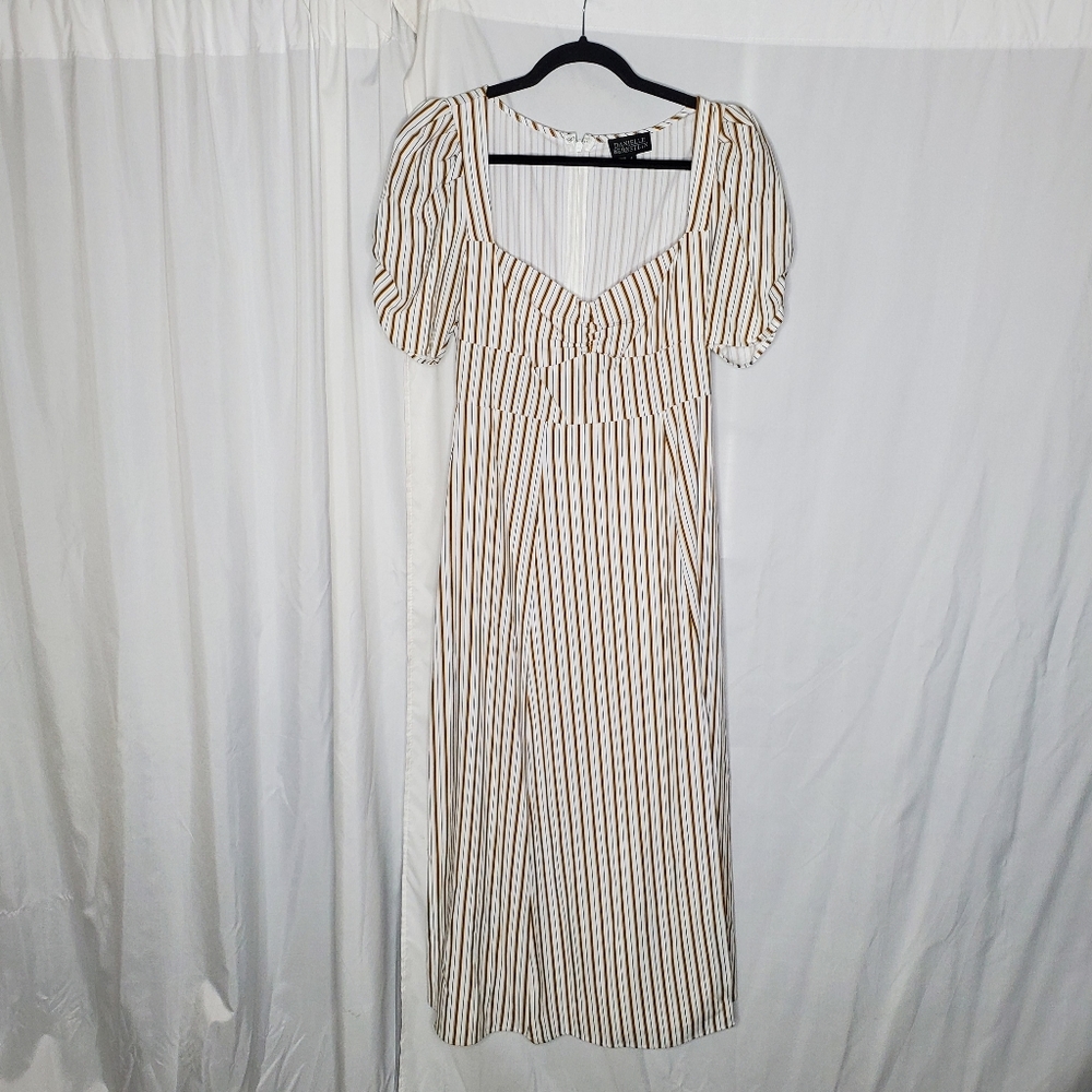 ☆ Danielle Bernstein Striped Puff Sleeve Maxi Dress Size 4